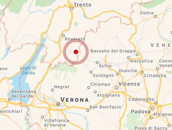 Terremoto, scossa magnitudo 3.6 nei pressi di Trento