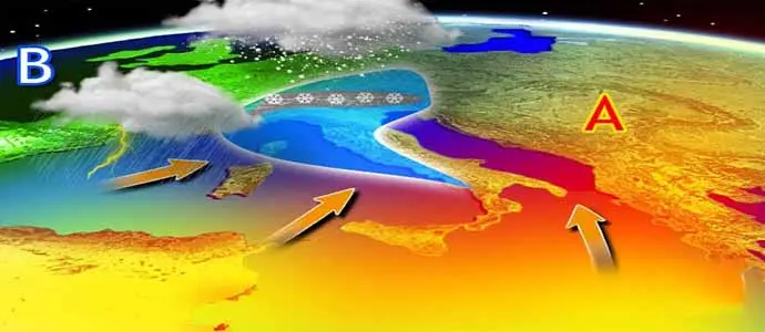 Meteo: Il tempo cambia, pioggia e neve dall'Atlantico