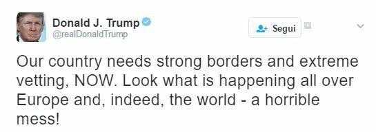 Trump: servono confini. Guardate il caos in Europa