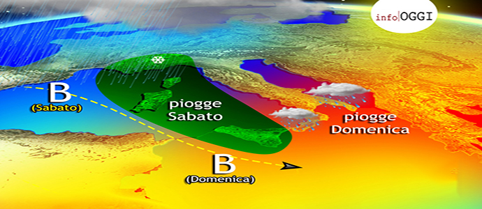 Meteo: Al Nord piogge e neve domenica temporali al Sud