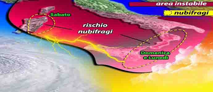 Allerta Meteo: Nubifragi e bombe d'acqua su Sardegna, Sicilia e Calabria. Ecco le zone più a rischio