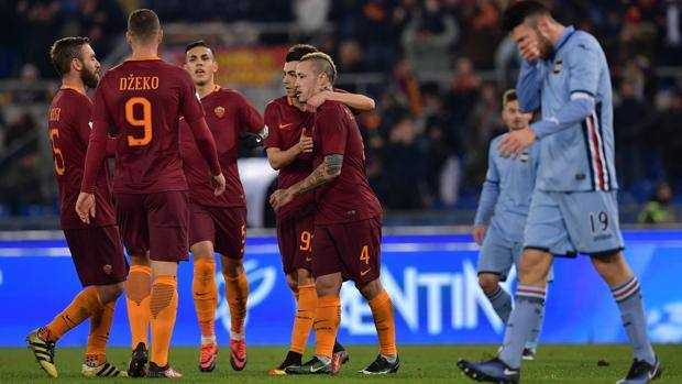 Roma, quattro reti alla Sampdoria e quarti di finale conquistati
