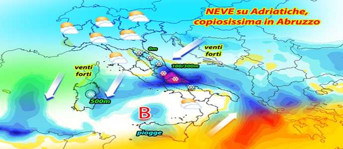Meteo: Emergenza, tantissima neve su Marche, Abruzzo, Molise e in Appennino