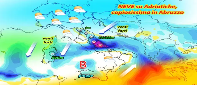 Meteo: Emergenza, tantissima neve su Marche, Abruzzo, Molise e in Appennino