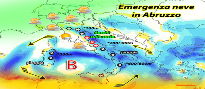 Meteo: Allerta neve e temporali su Marche, Abruzzo, Molise e Calabria più di 2 metri in Abruzzo