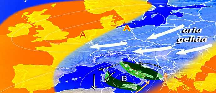 Meteo: Venti Gelidi dai Balcani, forti temporali al sud con bufere di Neve su Adriatiche