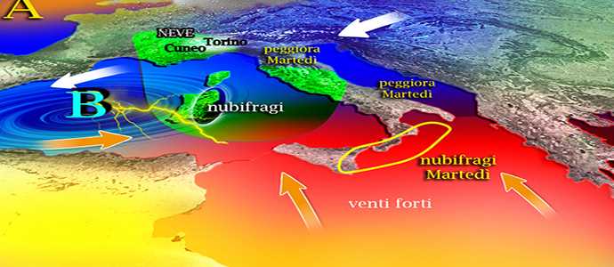 Meteo: Allerta rossa, nubifragi su Sardegna, Piemonte e Calabria ionica con il ciclone di Natale