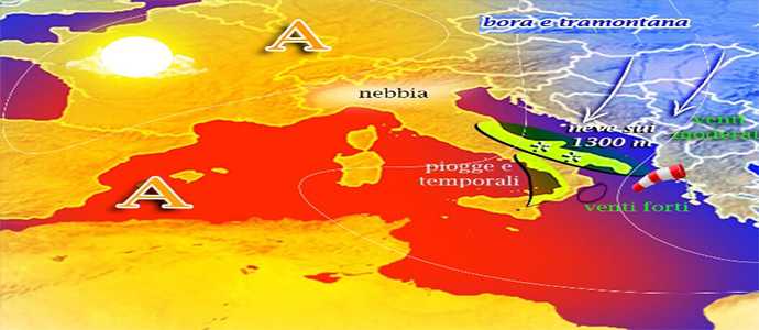 Meteo: Alta pressione, ma peggiora su centro-Sud adriatico