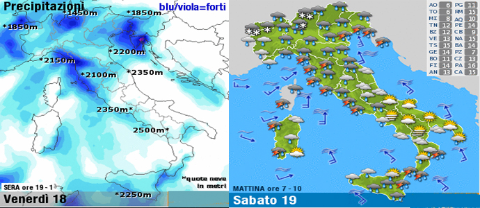 Meteo: Maltempo con rovesci e temporali sull'Italia