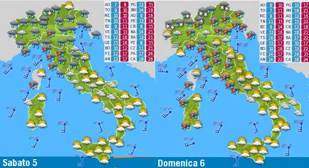 Allerta Meteo: Intensa perturbazione atlantica con nubifragi, neve venti forti e mareggiate