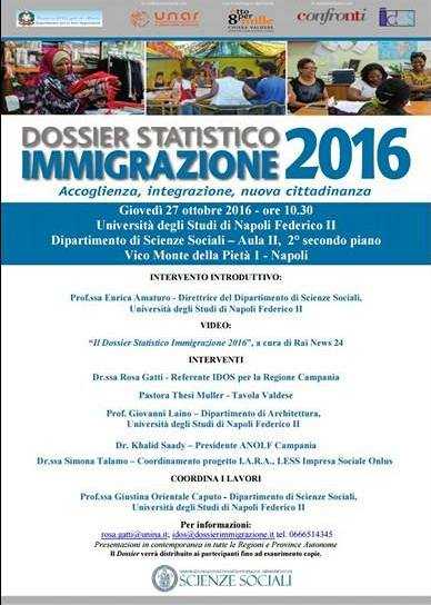 Napoli, presentato il Dossier Statistico Immigrazione 2016