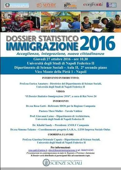 Napoli, presentato il Dossier Statistico Immigrazione 2016