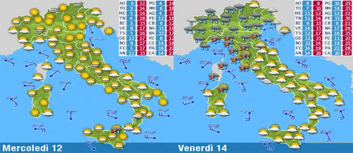 Meteo: Perturbato al Centro-Sud, da giovedi allerta Centro-Nord