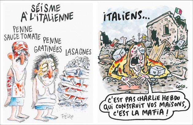 Vignette sul sisma, Charlie Hebdo: "La denuncia di Amatrice non ci fa paura"