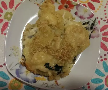 Patate e spinaci al forno