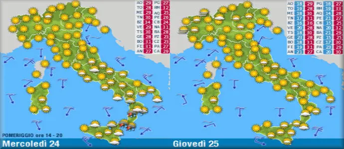 Meteo: Ultimi temporali al Sud poi l'anticiclone Bacco porta l'estate fino a fine mese