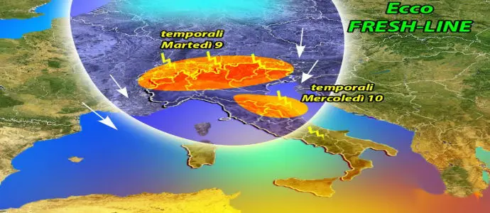 Meteo: Ecco Fresh-Line, arrivano i temporali