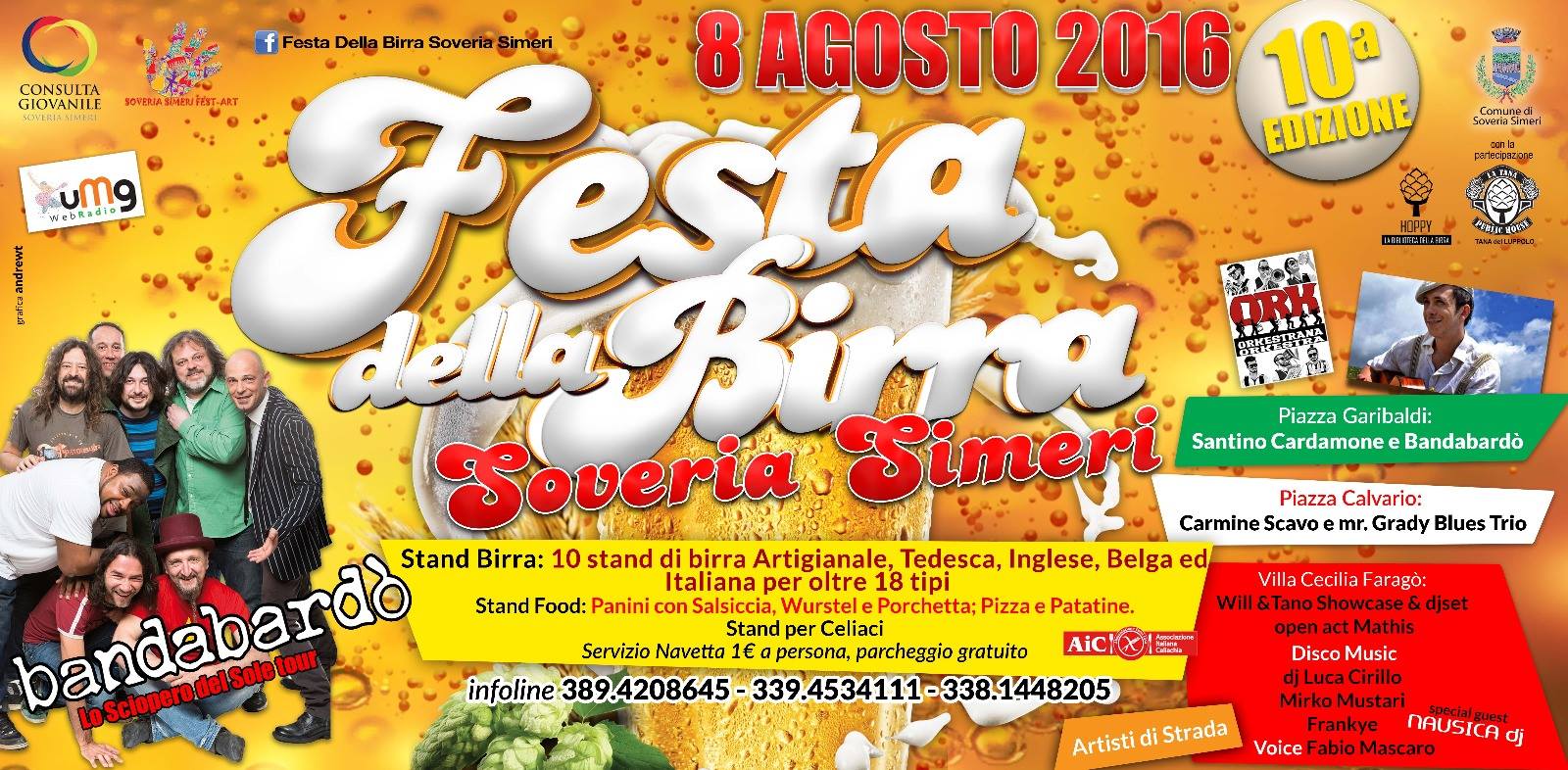 L' 8 agosto la X Festa della Birra di Soveria Simeri con 20 tipi di birra, Bandabardò, ma non solo