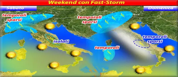 Meteo: Fast-Storm porta temporali al Centro Nord e retrocederà Caronte verso sud