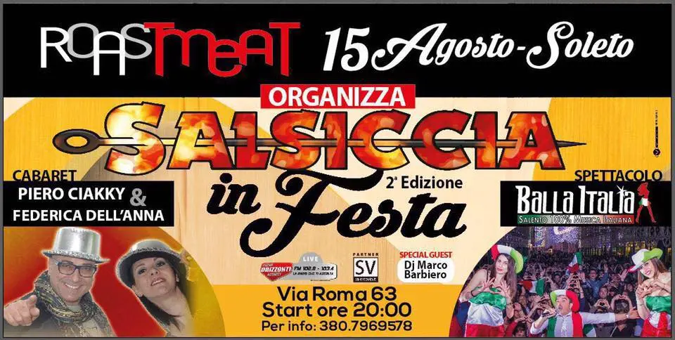 Ferragosto con "Salsiccia in Festa": il Roast Meat di Soleto organizza la 2° edizione