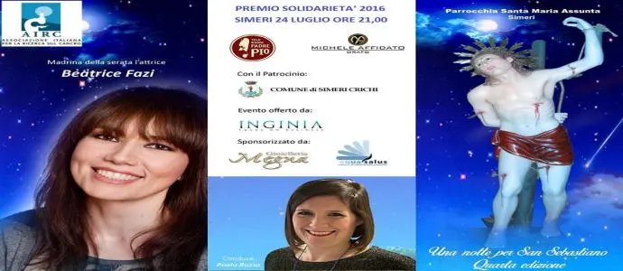 Una notte per San Sebastiano, IV edizione L'attrice Beatrice Fazi a Simeri per il Premio Solidarieta