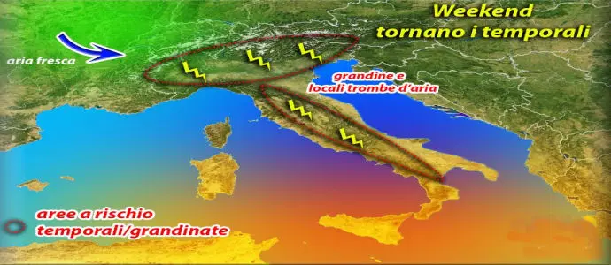 Meteo, allerta meteo Weekend, violenti temporali in arrivo al Nord e Appennini