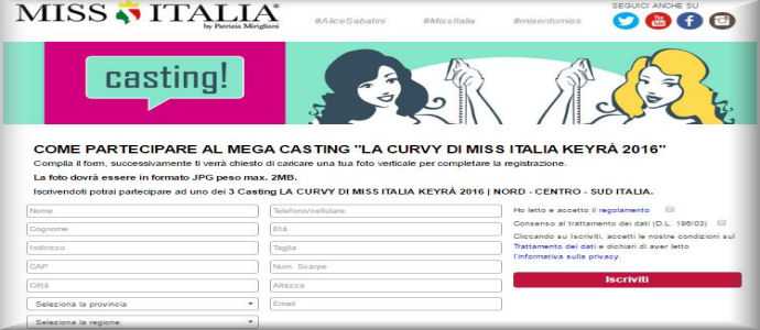 Miss Italia 2016 Il "Fenomeno Curvy" a Roma e a Napoli Importante  istruzioni x Casting Roma Keyra'