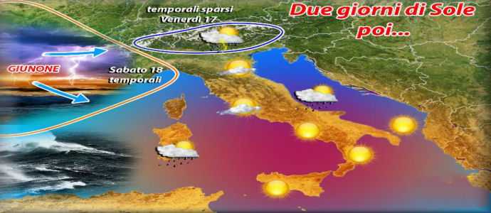 Meteo: sole e clima mite, ma ecco il ciclone Giunone incombe sull'Italia