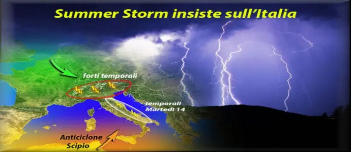 Meteo: Temporali sul Triveneto, Marche, Umbria,Toscana e coste adriatiche, poi caldo con Scipio!