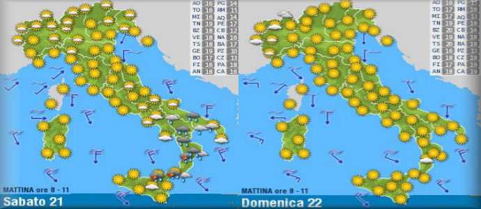 Meteo, L'anticiclone UGOLINO domina l'Italia ultimi temporali sul Salento e piovaschi in Calabria