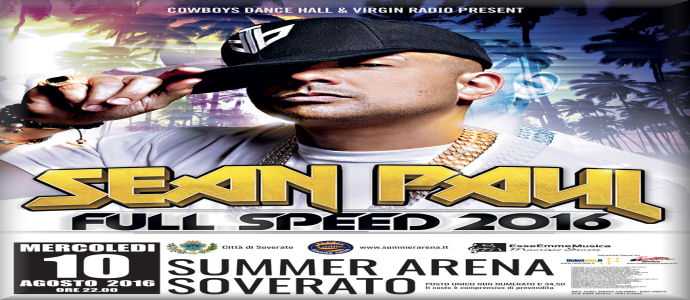 Alla Summer Arena di Soverato, ecco il rapper giamaicano Sean Paul. Il concerto il 10 agosto