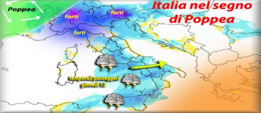Meteo: Ecco il ciclone Poppea nubifragi su molte regioni italiane
