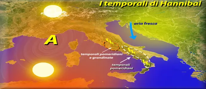 Meteo: Caldo, temporali improvvisi anche nel Weekend poi maltempo con Poppea