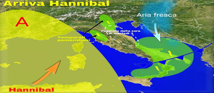 Meteo: Ecco Hannibal Caldo, Sole, ma anche qualche temporale