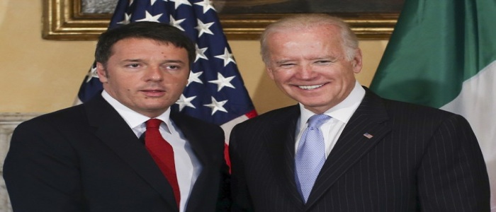 Roma, Joe Biden incontra Renzi e ringrazia l'Italia per aiuto in Iraq e Libia
