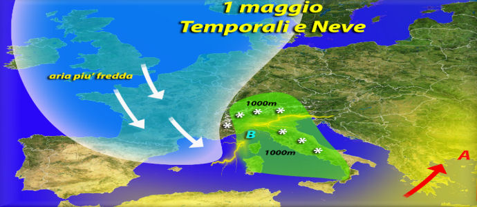 Meteo: Primo Maggio con Temporali e Neve. Estate a 45°C con Hannibal e Caronte