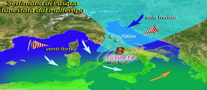 Allerta Meteo: Settimana di Pasqua con un ciclone F4. Intenso Maltempo al Centro-Sud