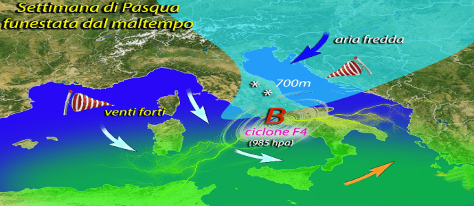 Allerta Meteo: Settimana di Pasqua con un ciclone F4. Intenso Maltempo al Centro-Sud