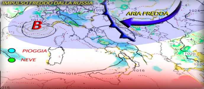 Meteo: Impulso freddo dalla Russia, neve e maltempo sull'Italia