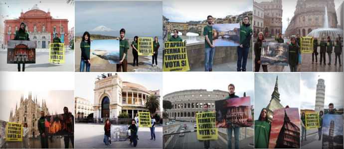 Mobilitazione di Greenpeace in 23 città italiane: "trivellare il paese minaccia la nostra identità"