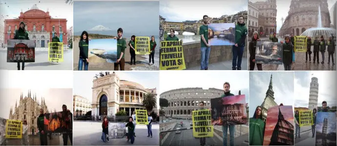 Mobilitazione di Greenpeace in 23 città italiane: "trivellare il paese minaccia la nostra identità"