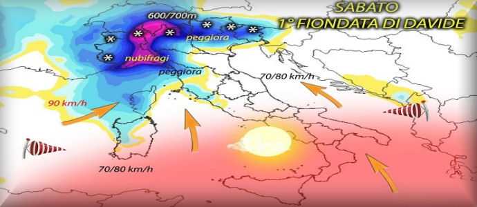 Meteo - ciclone Davide, su Liguria, Toscana.  Alessandrino, Pavese, Piacentino, Parmense e Massese