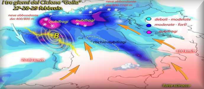 Allerta Meteo: Golia su Liguria, Piemonte, Emilia, Toscana e Lazio. Venti a 100km/h, nubifragi, Neve