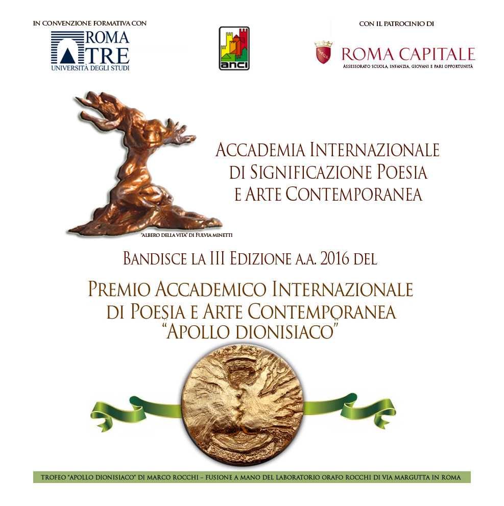 Premio e Mostra Internazionale di Poesia e Arte Contemporanea "Apollo dionisiaco" 2016 a Roma