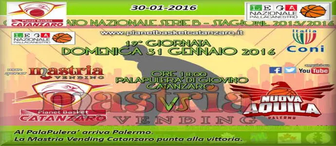 Basket serie B: La Mastria Vending Catanzaro cede in casa contro la  Nuova Aquila Palermo