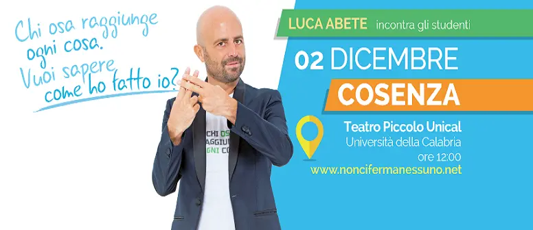 Tour #NonCiFermaNessuno: Luca Abete fa tappa anche all'UniCal di Cosenza