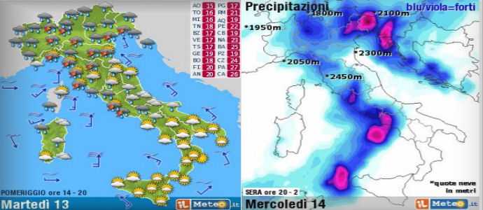 Meteo: Ciclone al Nord,Toscana, Lazio-Roma e Sicilia. Poi tanta pioggia sull'Italia