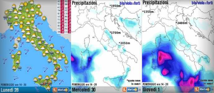 Allerta Meteo: Giovedi 1 ottobre Ciclone Mediterraneo Temporali su Sardegna, Calabria, Sicilia