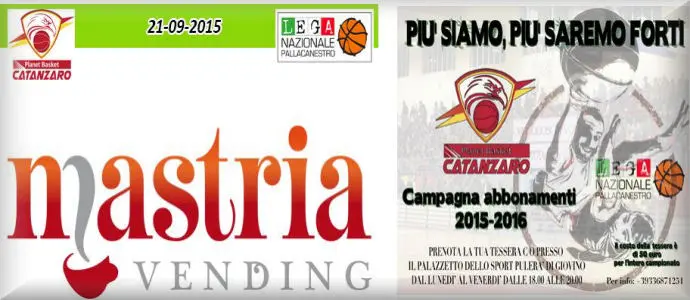 Planet Basket Catanzaro - Mastria Vending e' Il Nuovo Main Sponsor