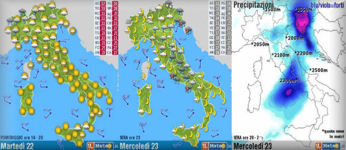 Meteo: Allerta nubifragi su Alpi e Prealpi di Lombardia e Triveneto, temporali al Centro